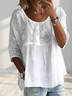 Women's Half Sleeve Shirt Summer White Floral Printing Crew Neck Daily Going Out Casual Top
