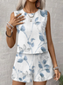 Women's Floral Print Casual Vest Shorts Two-Piece Set