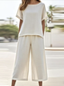 Casual Linen Crew Neck Two-Piece Set
