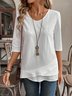 Regular Fit Crew Neck Linen Casual Shirt