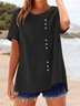 V Neck Casual Plain Shirt