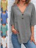 Cotton V Neck Plain Simple Blouse