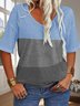 Women Striped V Neck Casual Short Sleeve T-shirt