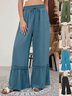 Women's  Elastic Waist H-Line Wide Leg Pants Daily Going Out Pants Blue Casual Split Joint Plain Spring/Fall Pants