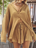 Women's Split Joint Plain Daily Going Out Two-Piece Set Sky Blue Street Spring/Fall Top With Pants Matching Set
