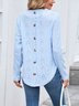 Women Plain Crew Neck Casual Long Sleeve T-shirt