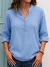 Plain Casual V Neck Shirt
