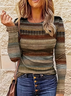Women Abstract Crew Neck Casual Long Sleeve T-shirt