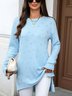Women Plain Crew Neck Casual Long Sleeve T-shirt