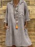 Casual Plain Shirt Collar Dress