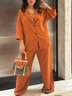 Urban Plain Lapel Collar Two-Piece Set