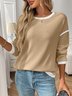 Women Color Block Crew Neck Casual Long Sleeve T-shirt