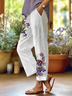Women's  H-Line Baggy Pants Daily Going Out Pants White Casual Printing Floral Spring/Fall Pants
