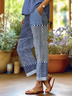 Women's  H-Line Baggy Pants Daily Going Out Pants Deep Blue Casual Printing Striped Spring/Fall Pants