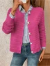 Simple Crew Neck Plain Cardigan