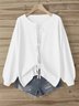 Women Plain Crew Neck Casual Long Sleeve T-shirt
