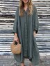 Casual Plain Shirt Collar Midi Dress