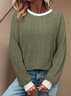 Women Color Block Crew Neck Casual Long Sleeve T-shirt