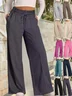 Women's  Elastic Waist H-Line Wide Leg Pants Daily Going Out Pants Deep Gray Casual Split Joint Plain Spring/Fall Pants