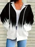 Women's Abstract Print Casual Long Sleeve Zipper Hooded Sweatshirt Jacket