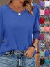 Women Geometric V Neck Vintage Long Sleeve T-shirt