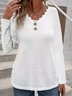 Women Plain V Neck Casual Long Sleeve T-shirt