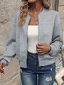 Casual Plain Stand Collar Jacket