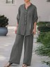 Casual Plain Stand Collar Two-Piece Set