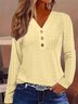 Casual Plain V Neck Blouse