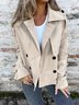 Casual Plain Lapel Collar Trench Coat
