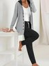Women's Printing Plain Daily Going Out Two-Piece Set Black-grey Casual Spring/Fall Coat With Pants Matching Set