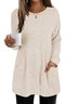 Women Plain Crew Neck Casual Long Sleeve T-shirt