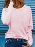 Women Plain Crew Neck Casual Long Sleeve T-shirt