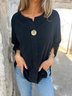 Casual Plain Crew Neck Blouse