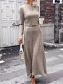 Women's Split Joint Plain Daily Going Out Two-Piece Set Coffee Casual Spring/Fall Top With Skirt Matching Set