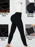 Plain Sports Regular Fit High-waisted Leggings Elastic Warm PlushLong Autumn And Winter Plush Warm Slimming And Tummy-controlling Yoga Pants Leggings