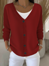Women's Casual V-Neck Button Long Sleeve Cardigan