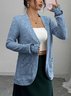 Women's Solid Color Cardigan Ribbed Brushed Stitching Long-Sleeved Jacket