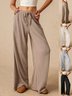Women's  Elastic Waist H-Line Wide Leg Pants Daily Going Out Pants Khaki Casual Split Joint Plain Spring/Fall Pants