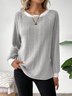 Women Plain Crew Neck Casual Long Sleeve T-shirt
