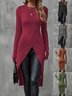 Women Plain Crew Neck Vintage Long Sleeve T-shirt