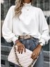 Women Geometric Stand Collar Vintage Long Sleeve T-shirt