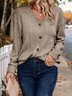 Women Plain V Neck Casual Long Sleeve T-shirt