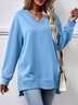 Crew Neck Plain Casual Sweatshirt