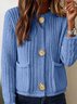 Loose Crew Neck Plain Vintage Cardigan
