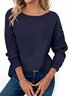 Women Plain Crew Neck Casual Long Sleeve T-shirt