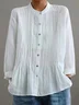 Women's Casual Cotton And Linen Pleated Shirt