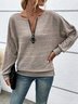 Women Plain V Neck Casual Long Sleeve T-shirt
