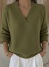 Plain Casual V Neck Loose Sweater