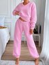 Regular Fit Casual V Neck Plain Pajama Set